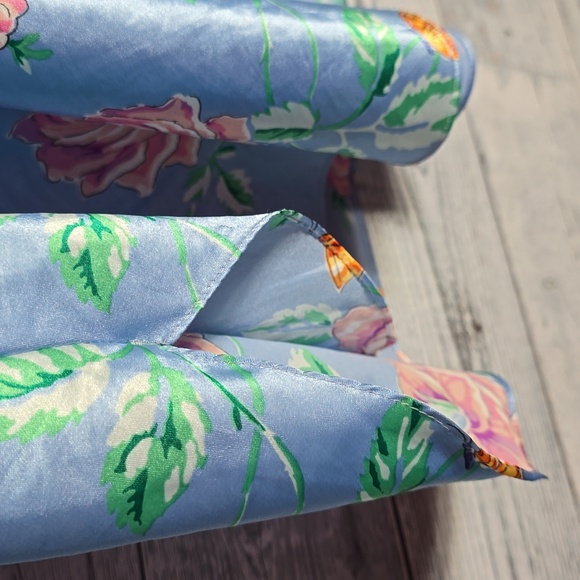 Vintage Romantic Moods Floral Butteflies Satin Slip Dress Size M - Picture 6 of 8